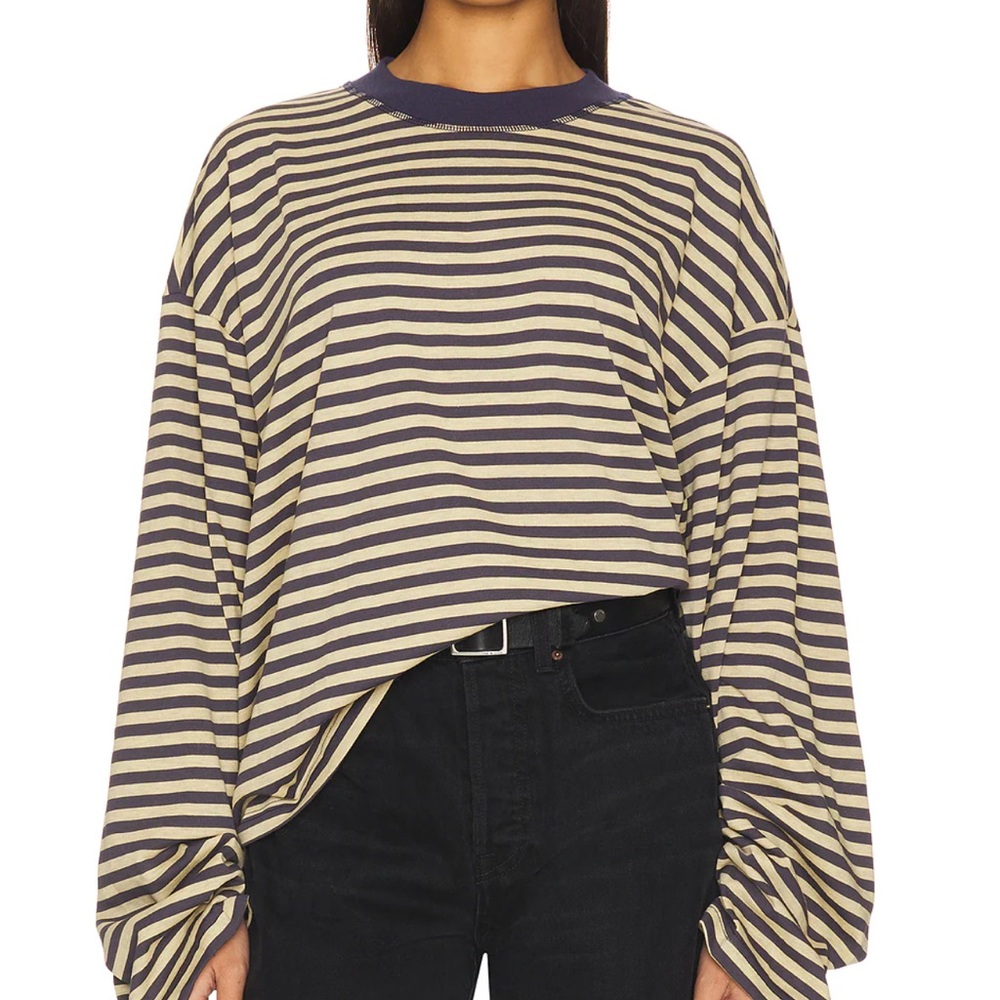 Lioness bloom Striped Long-Sleeve Crewneck Top